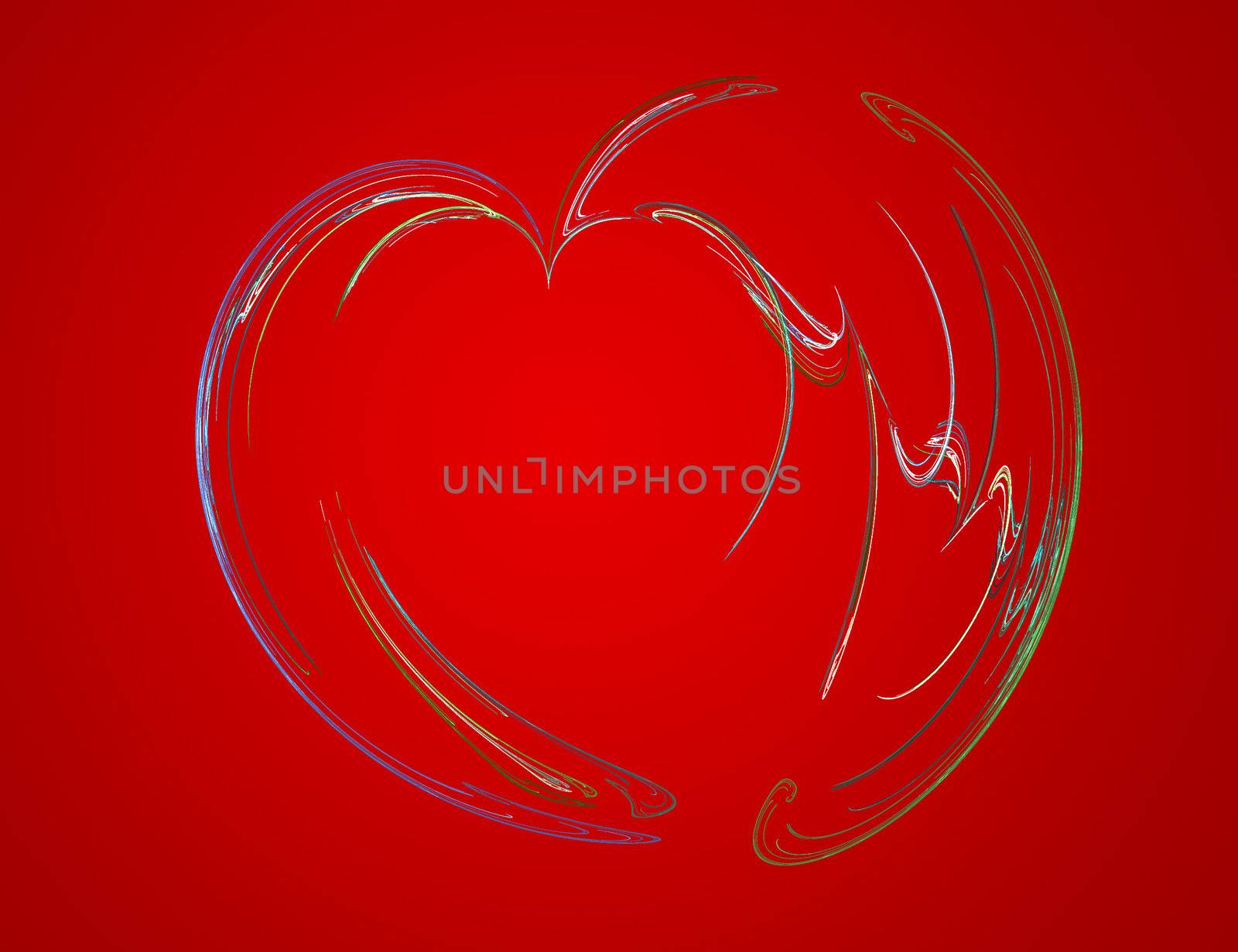Heart abstract (red and gold whirlwinds with the white center) - a fractal