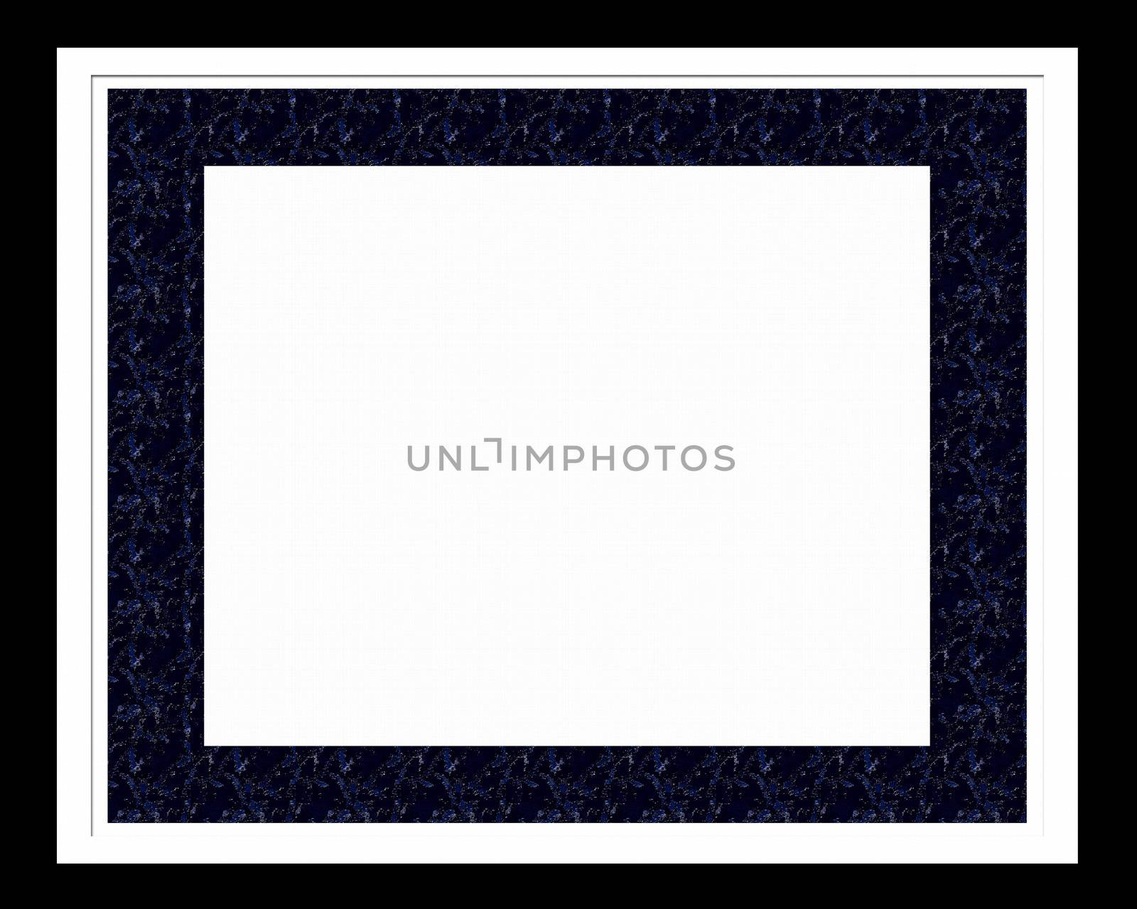 Classical black framework under a photo isolated on a white background