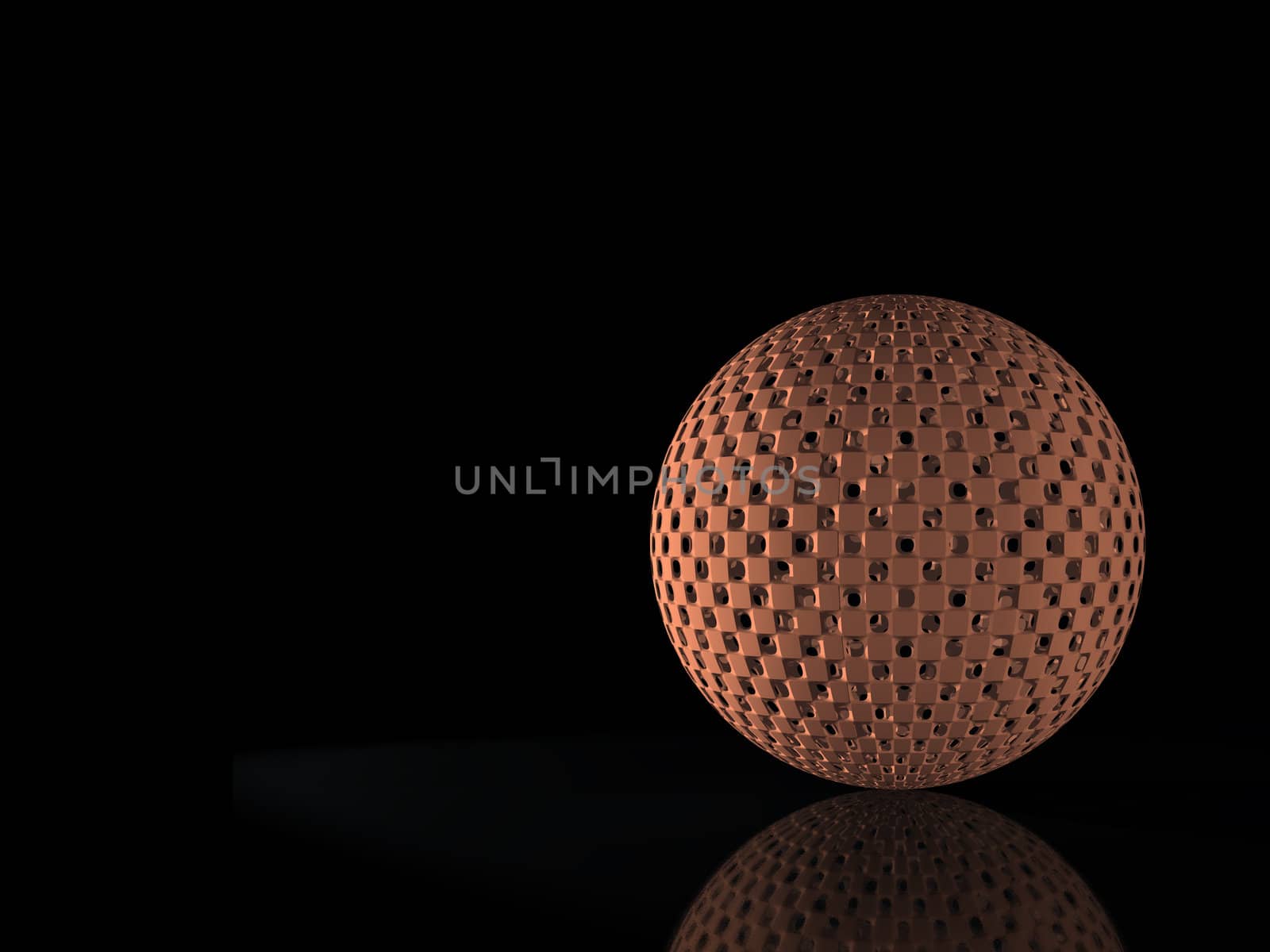 3D the image of a sphere on the varnished surface (abstract background)