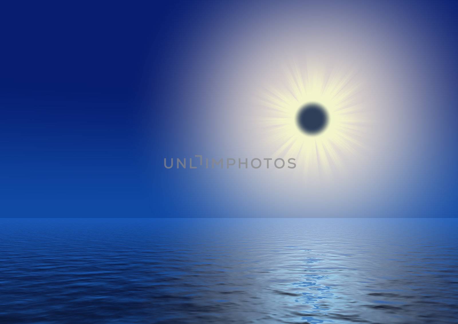 eclipse the sun with a light path on water