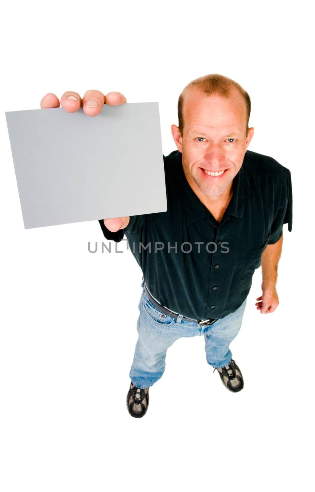 Portrait of a man showing placard  by jackmicro