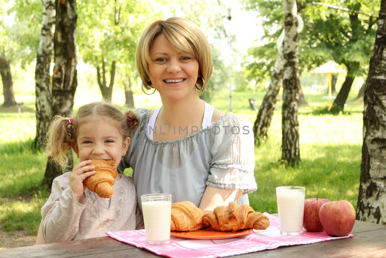 mother and daughter picnic by goce