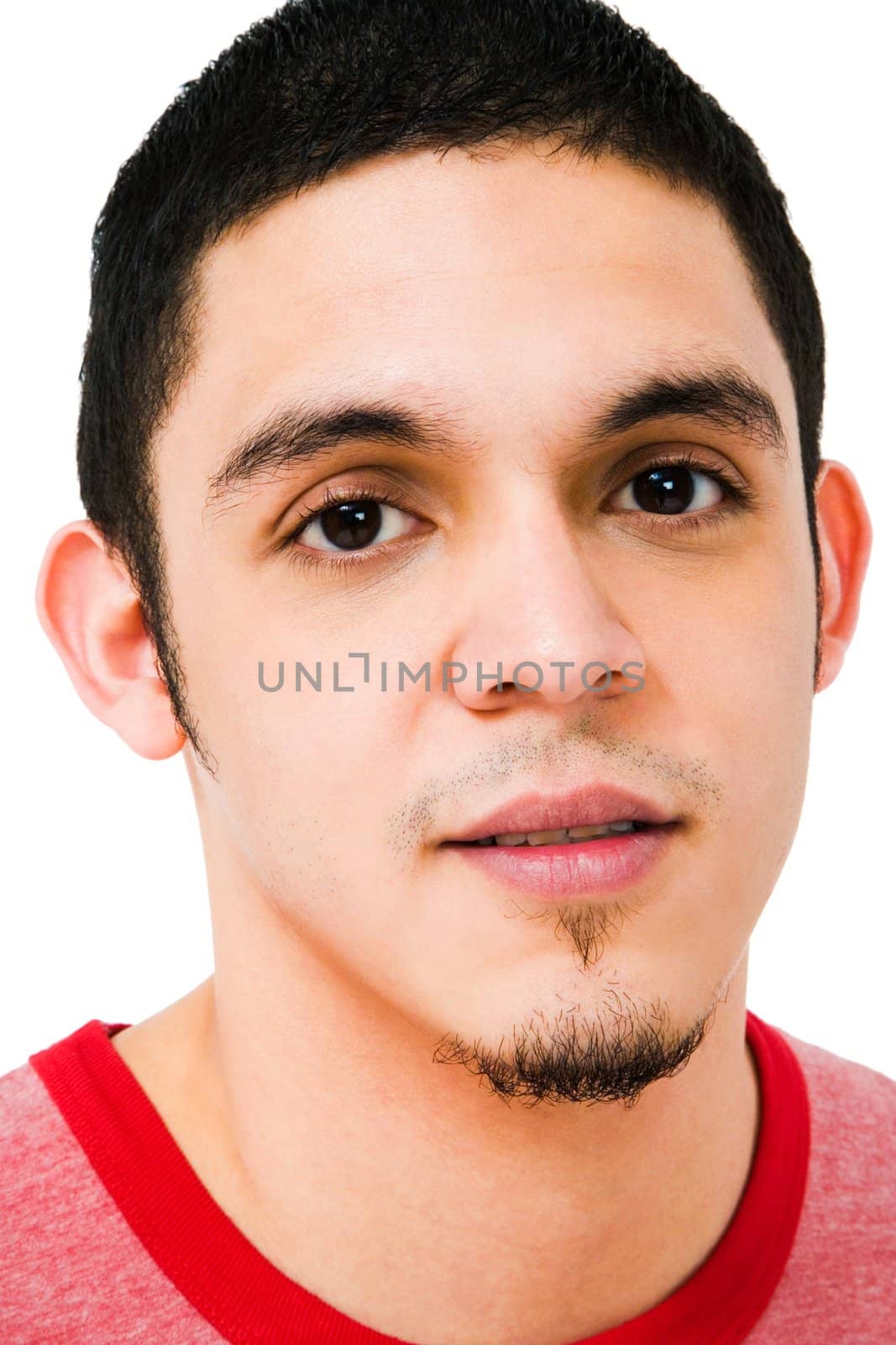 Young man isolated over white