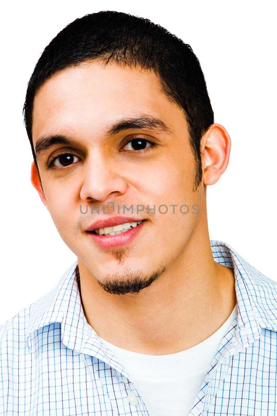 Man smiling isolated over white