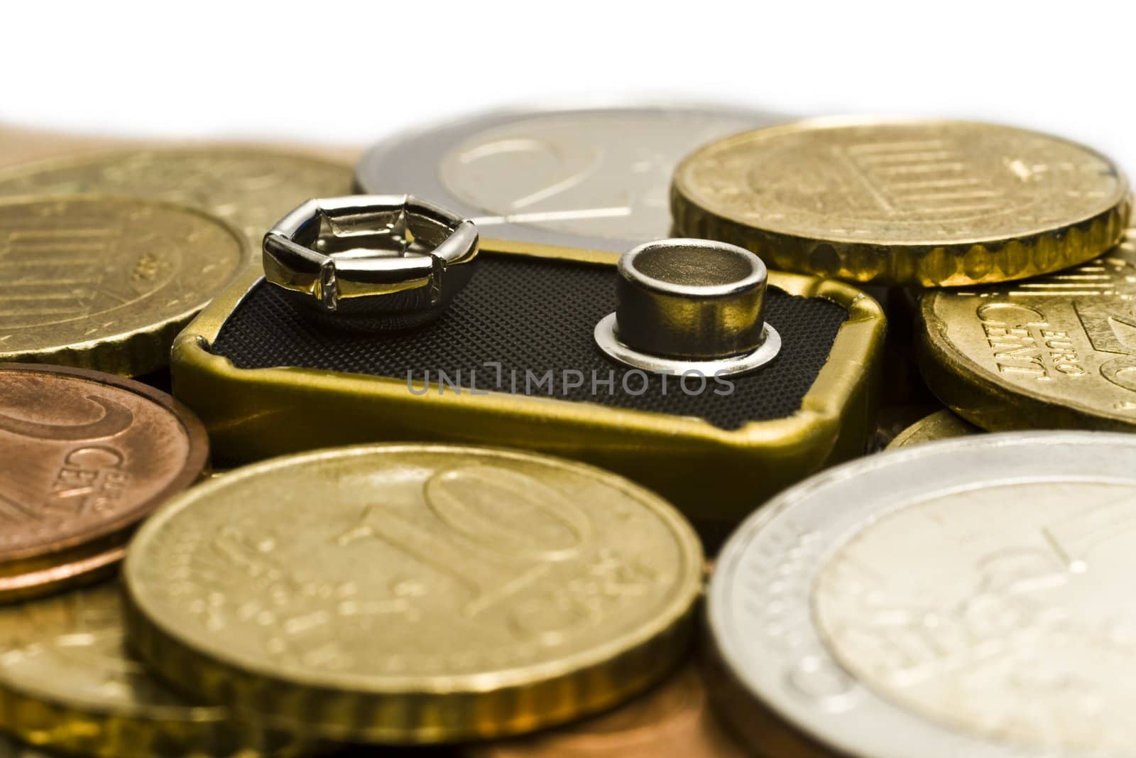 Battery with money around with nice depth of field