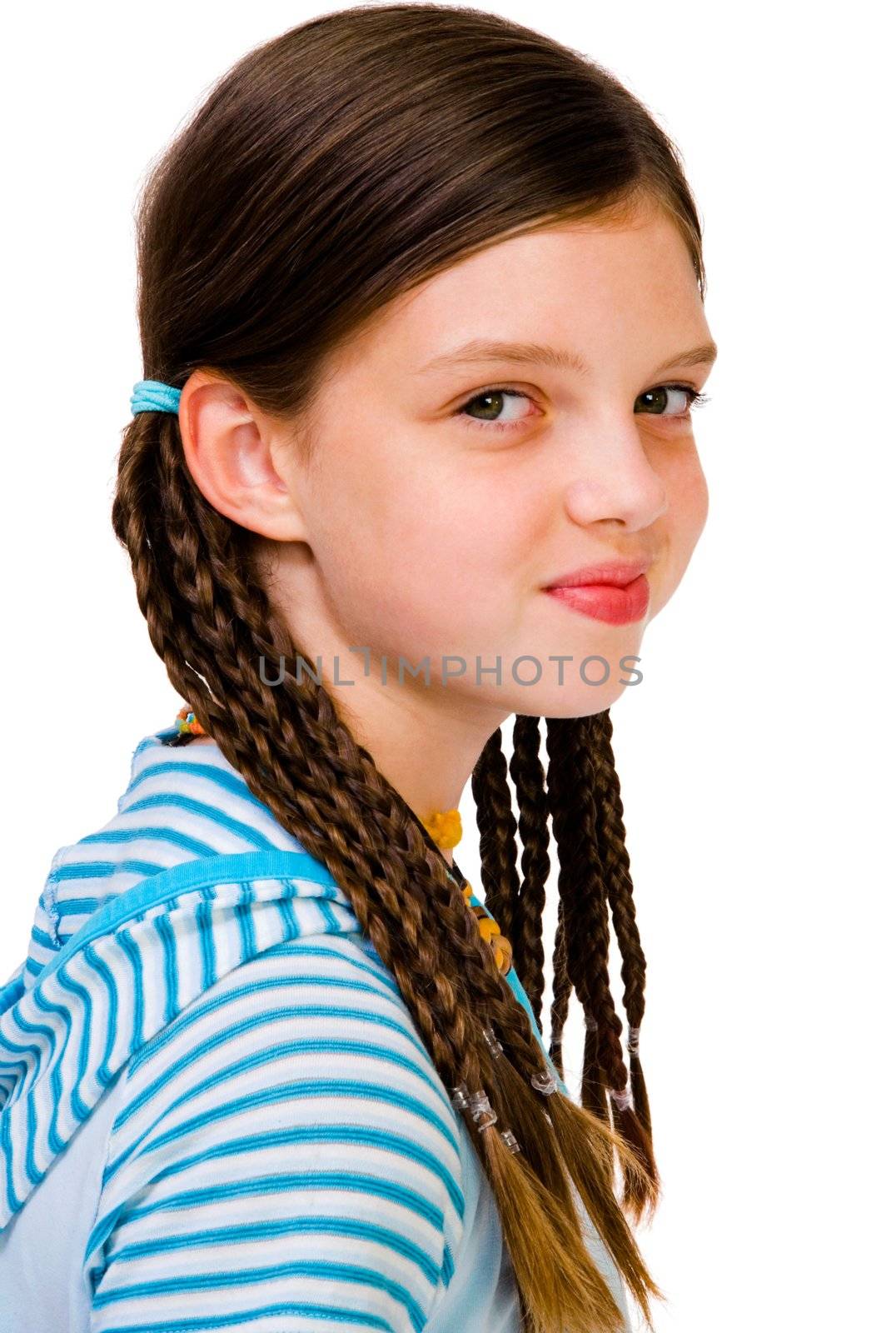 Girl smiling isolated over white