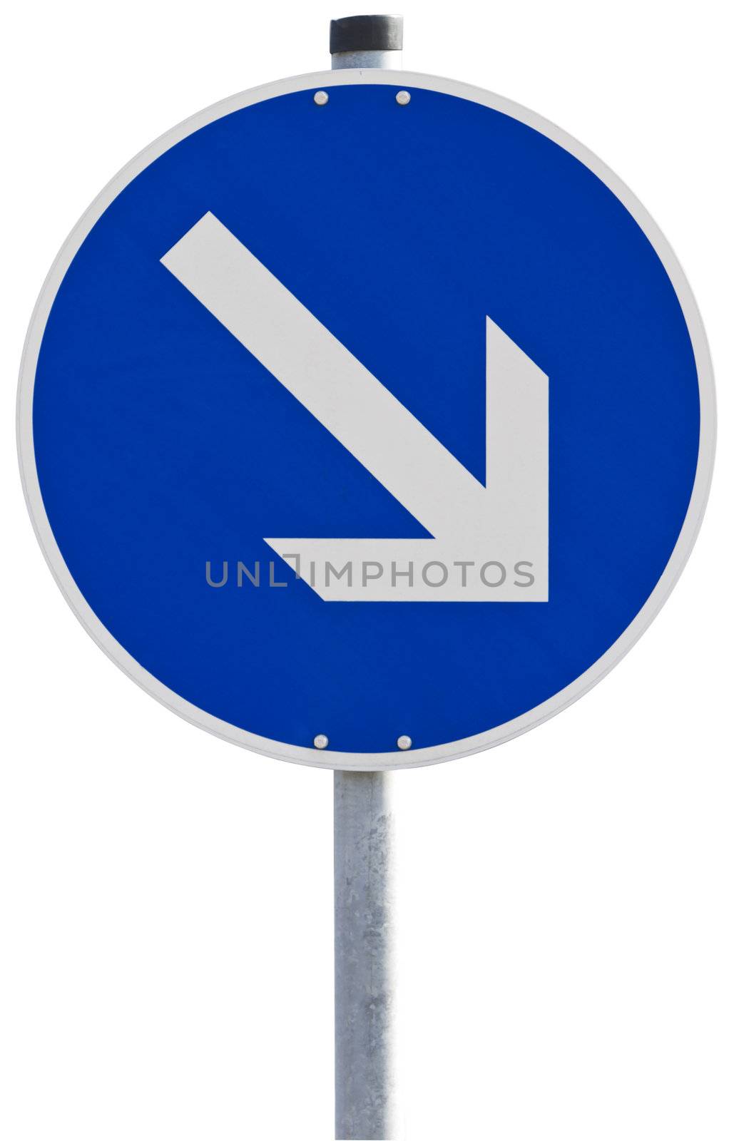 german traffic sign, drive right, isolated on white