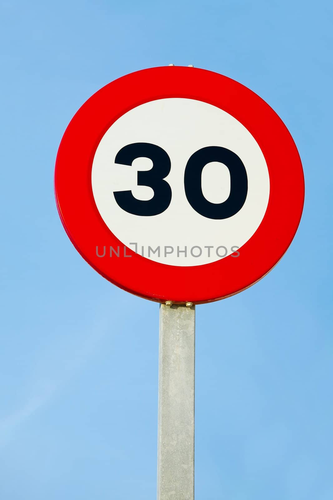 Speed limit traffic sign showing 30