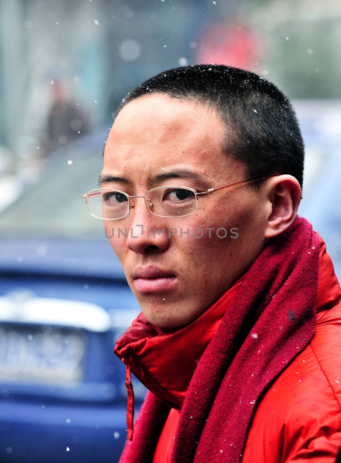 Portrait of Chinese man in Shanghai China