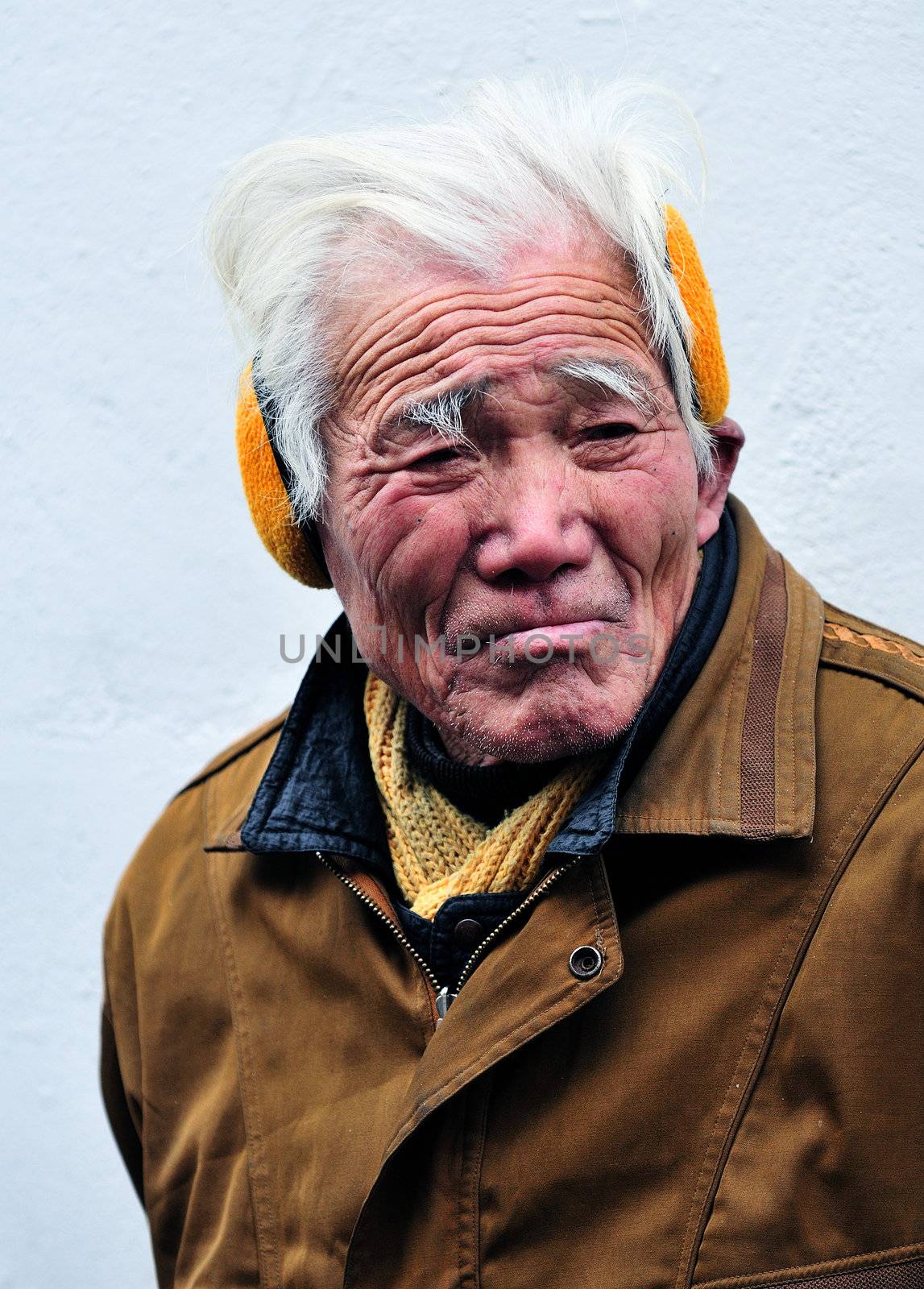 Portrait of old Chinese man in Shanghai China