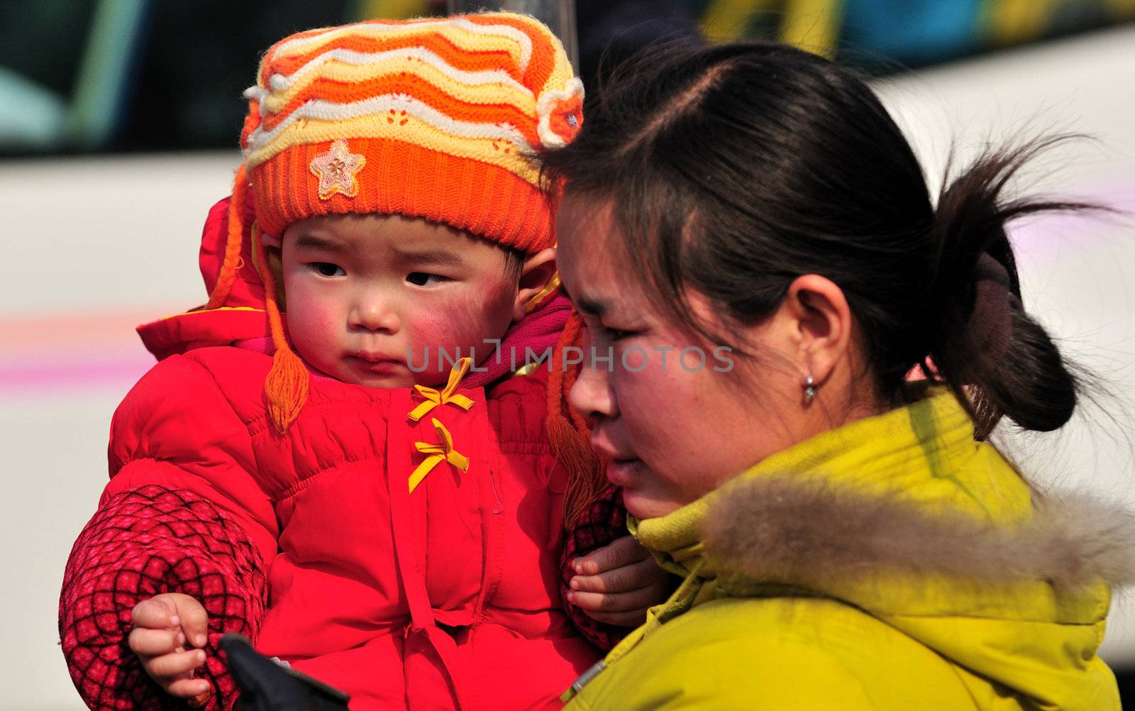 portrait of Chinese mother with her baby