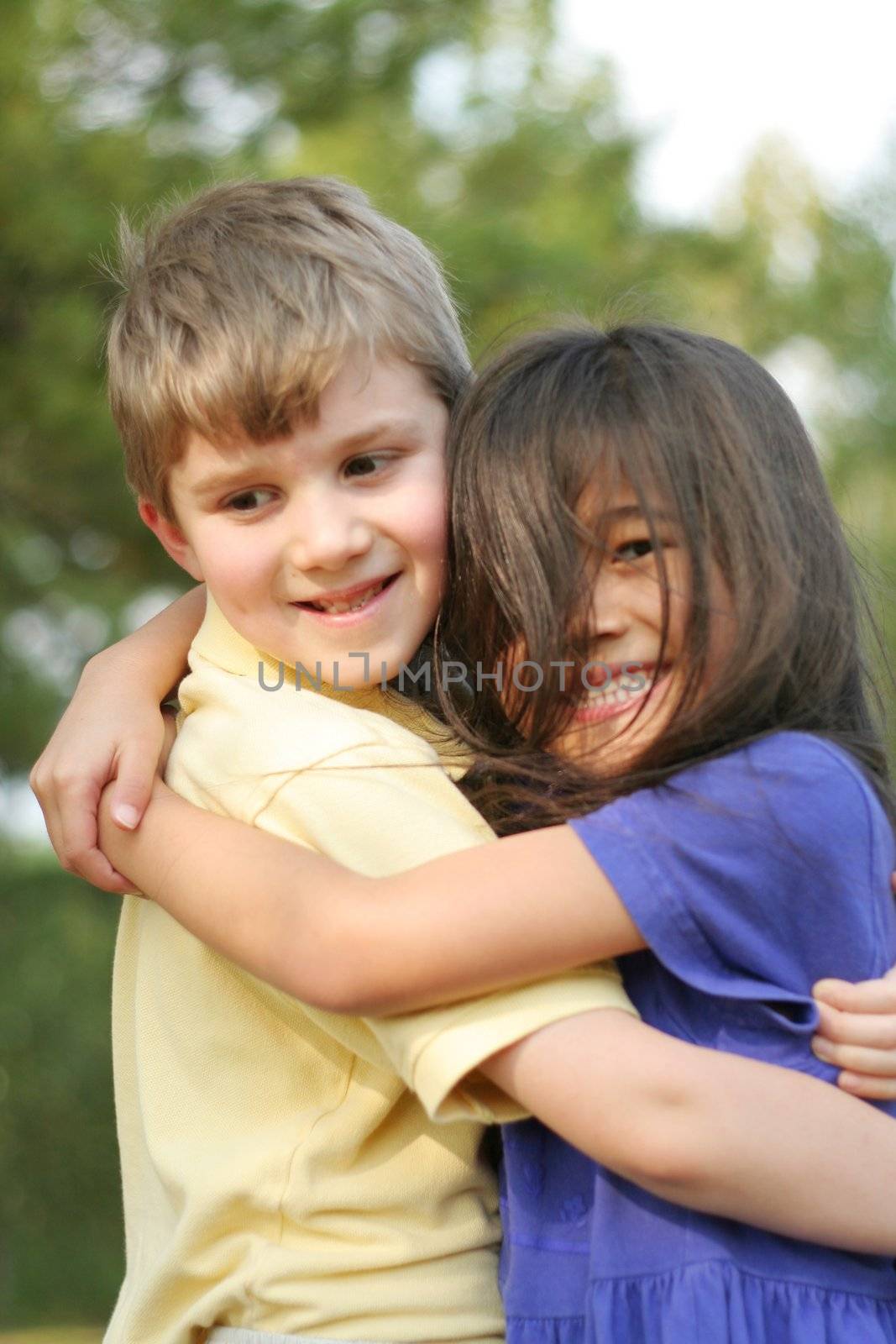 Best friends hugging, multicultural friendships, diversity