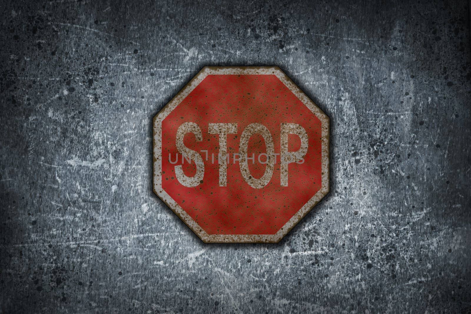 stop sign on grunge background - illustration