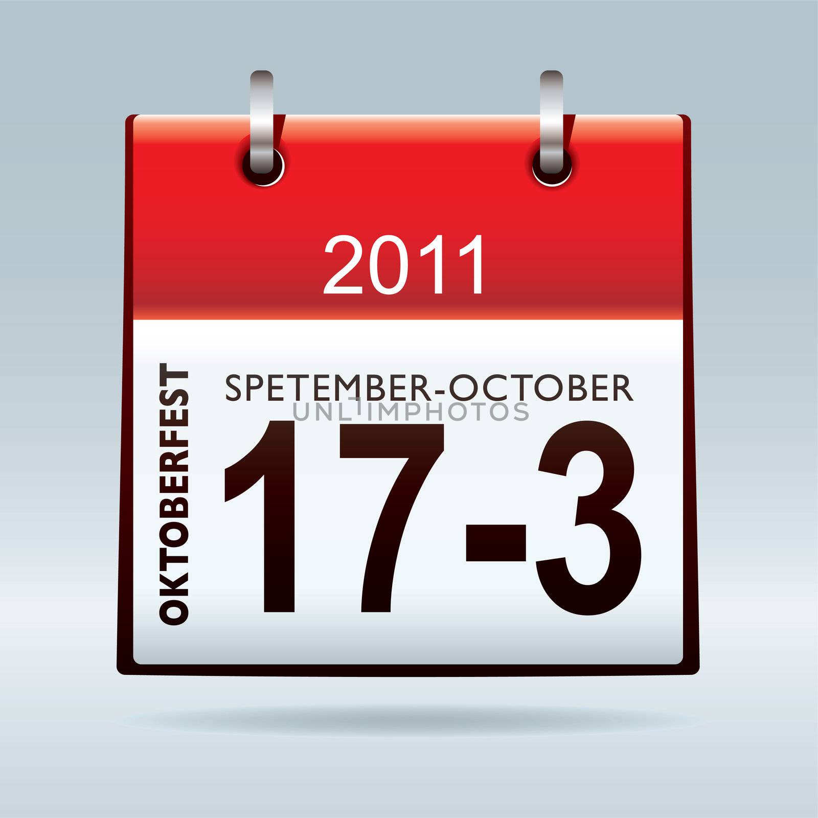 Oktoberfest calendar icon with blue background and shadow