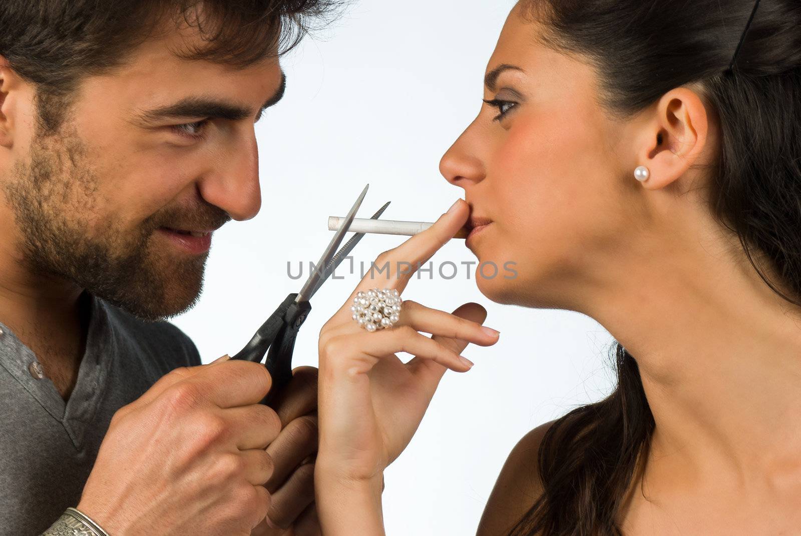 Guy trying to help his girlfriend stop smoking