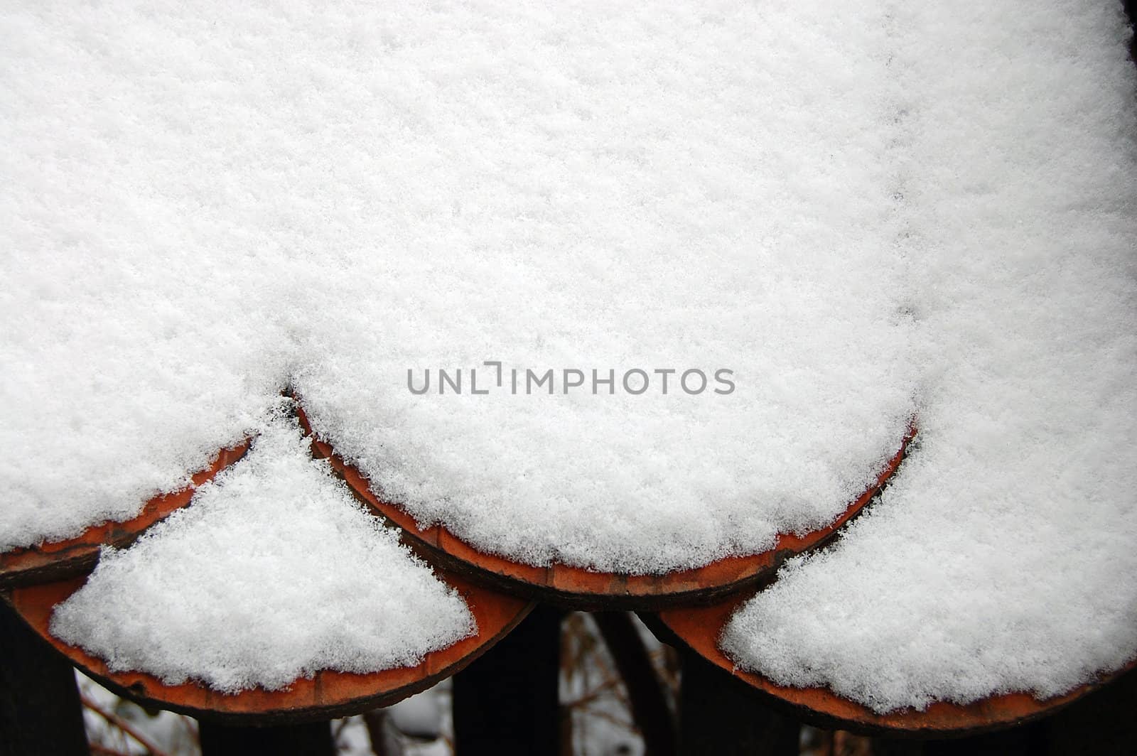 Snow covered tiles