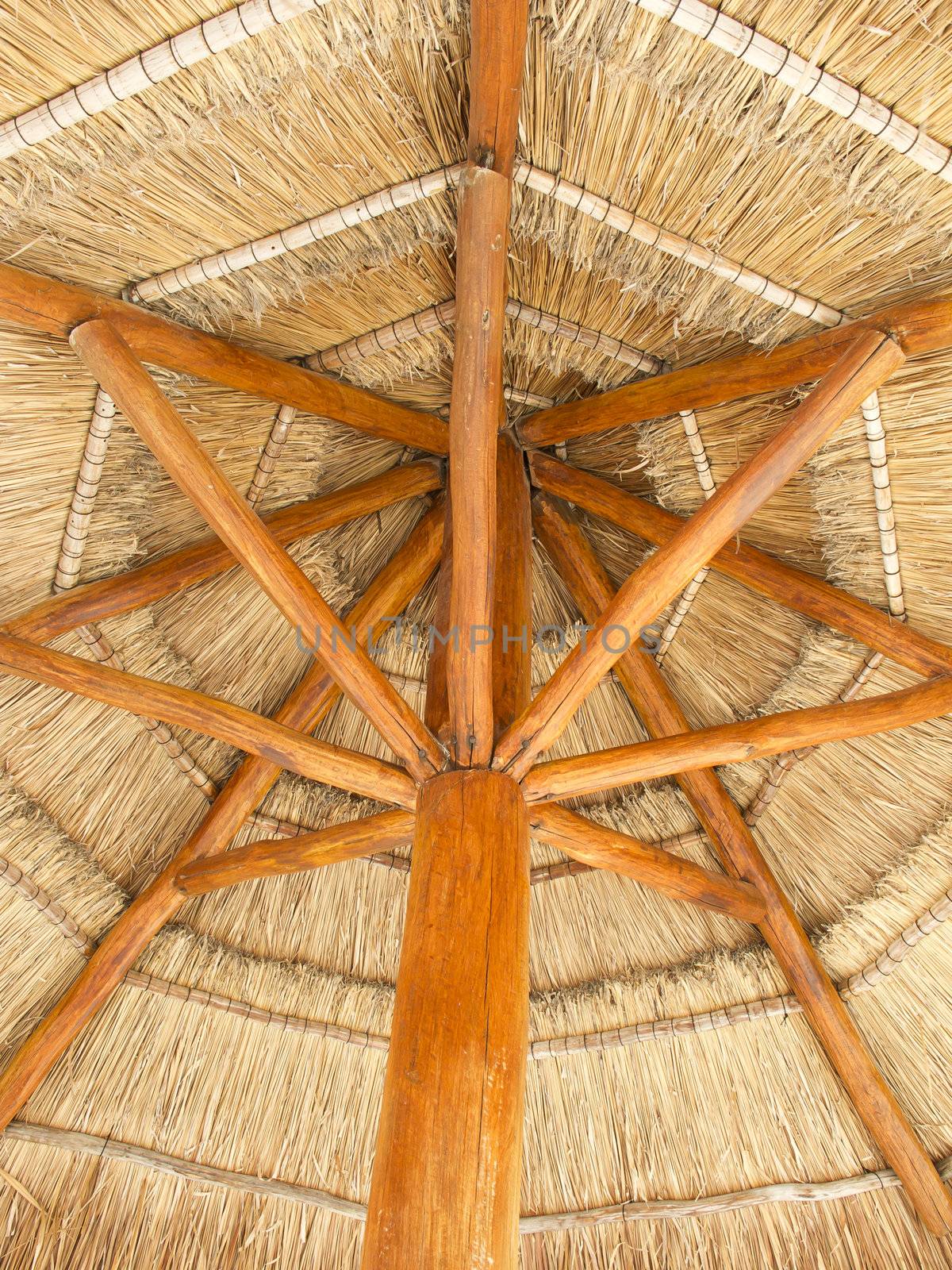 view from inside a straw parasol