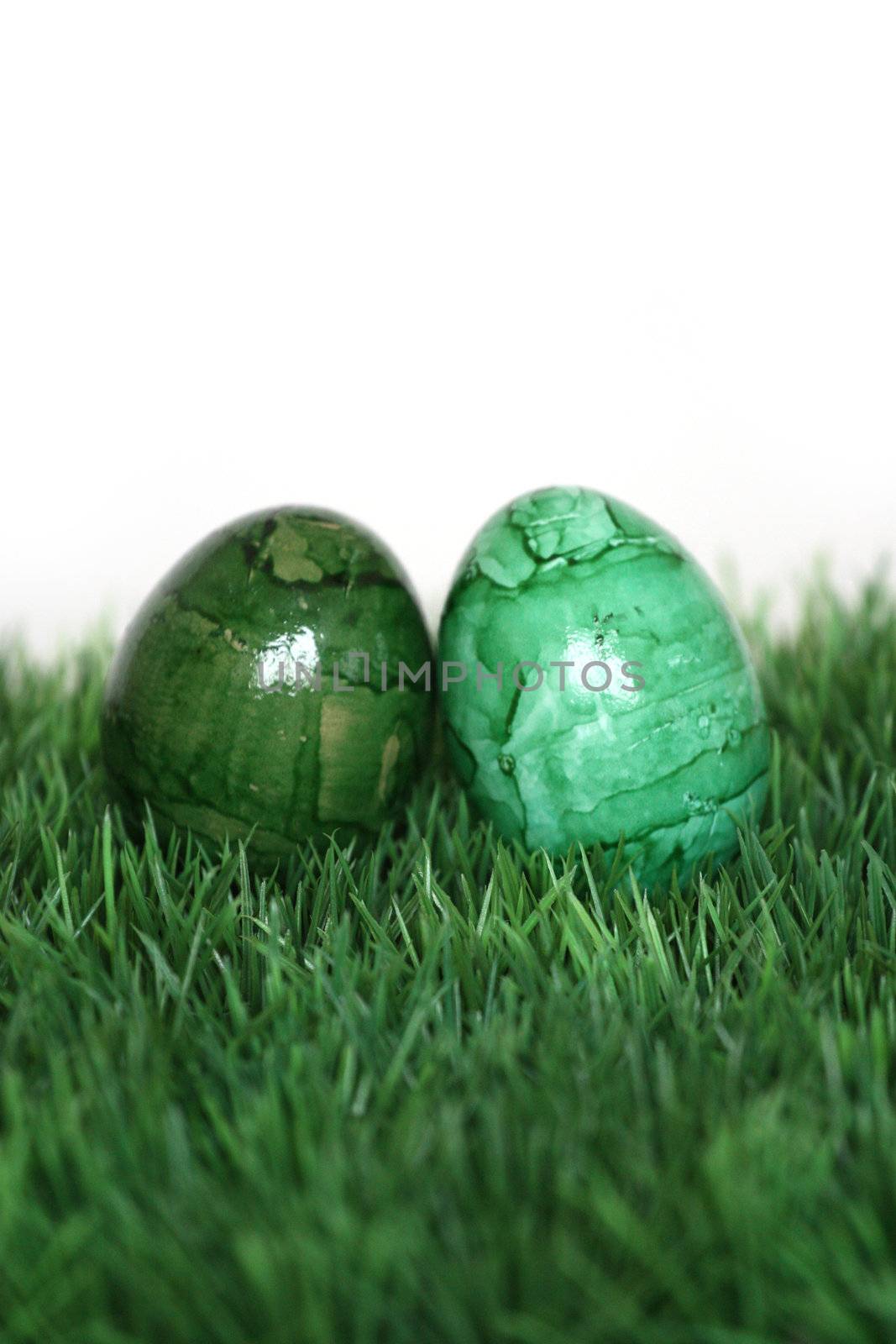 Green-painted Easter eggs  by photochecker