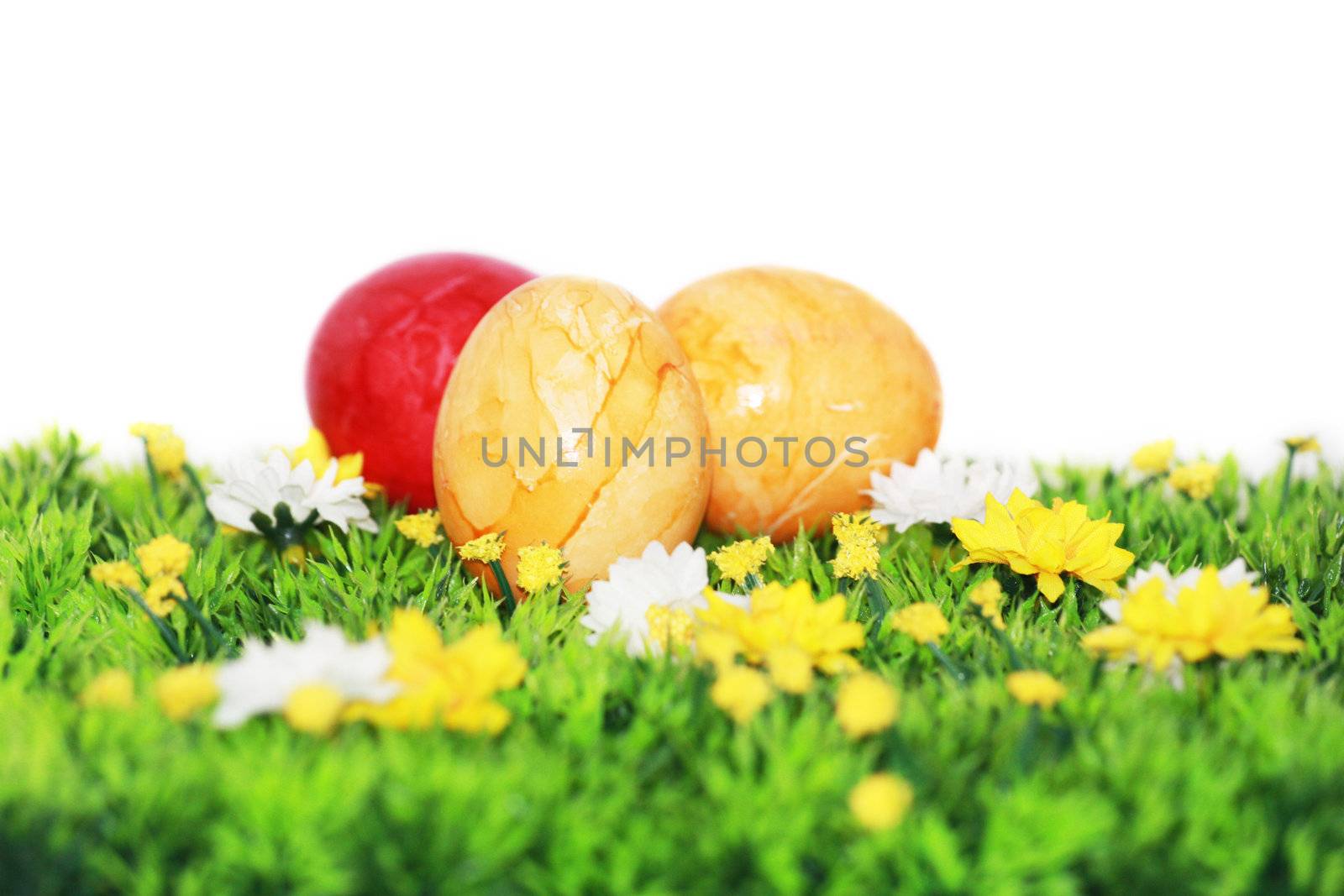 Yellow and red Easter eggs  by photochecker