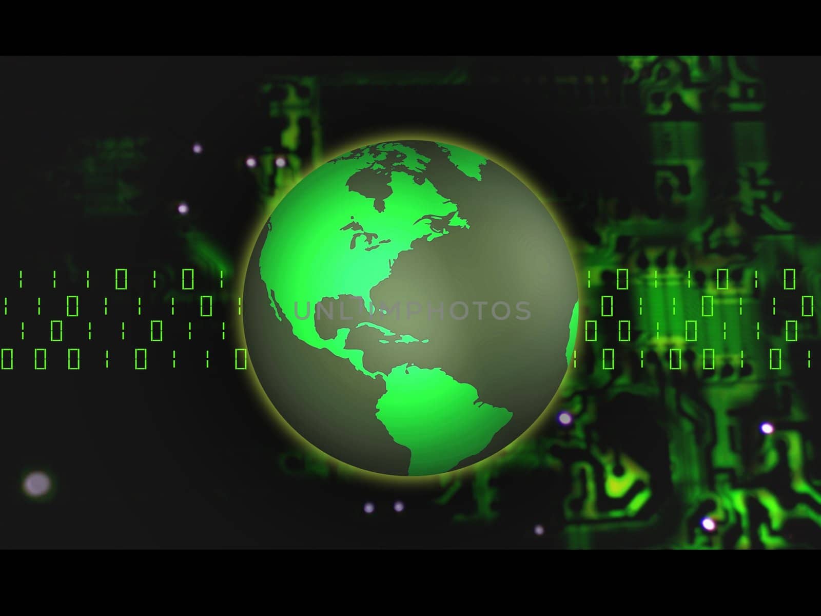Illustration of the Earth over an electronic abstract background