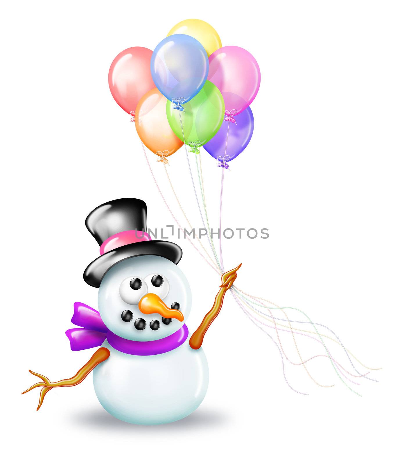 Snowman with Birthday Balloons by komodoempire