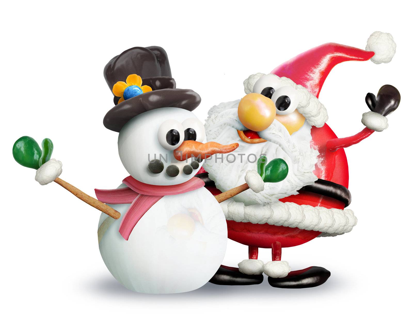 VeggieFruit Snowman and Santa by komodoempire