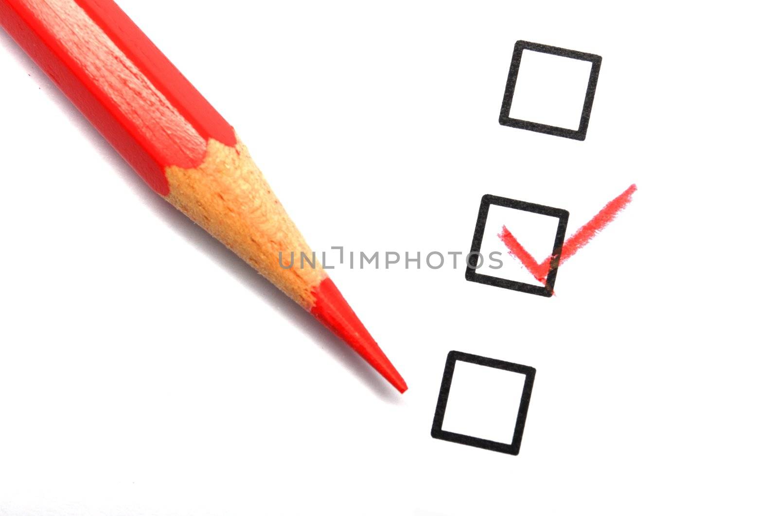 checkbox and pencil showing science education research or customer satisfaction survey concept