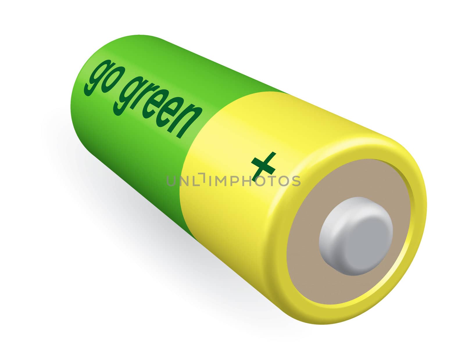 Battery with subscription GO GREEN. Ecology concept illustration.