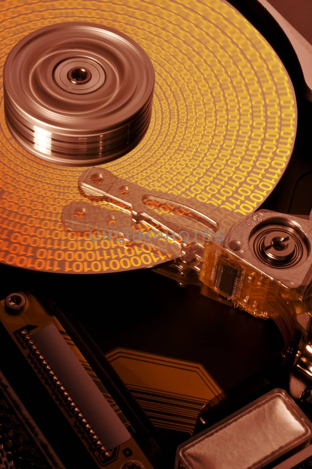 open hard disk with symbolized data by gewoldi
