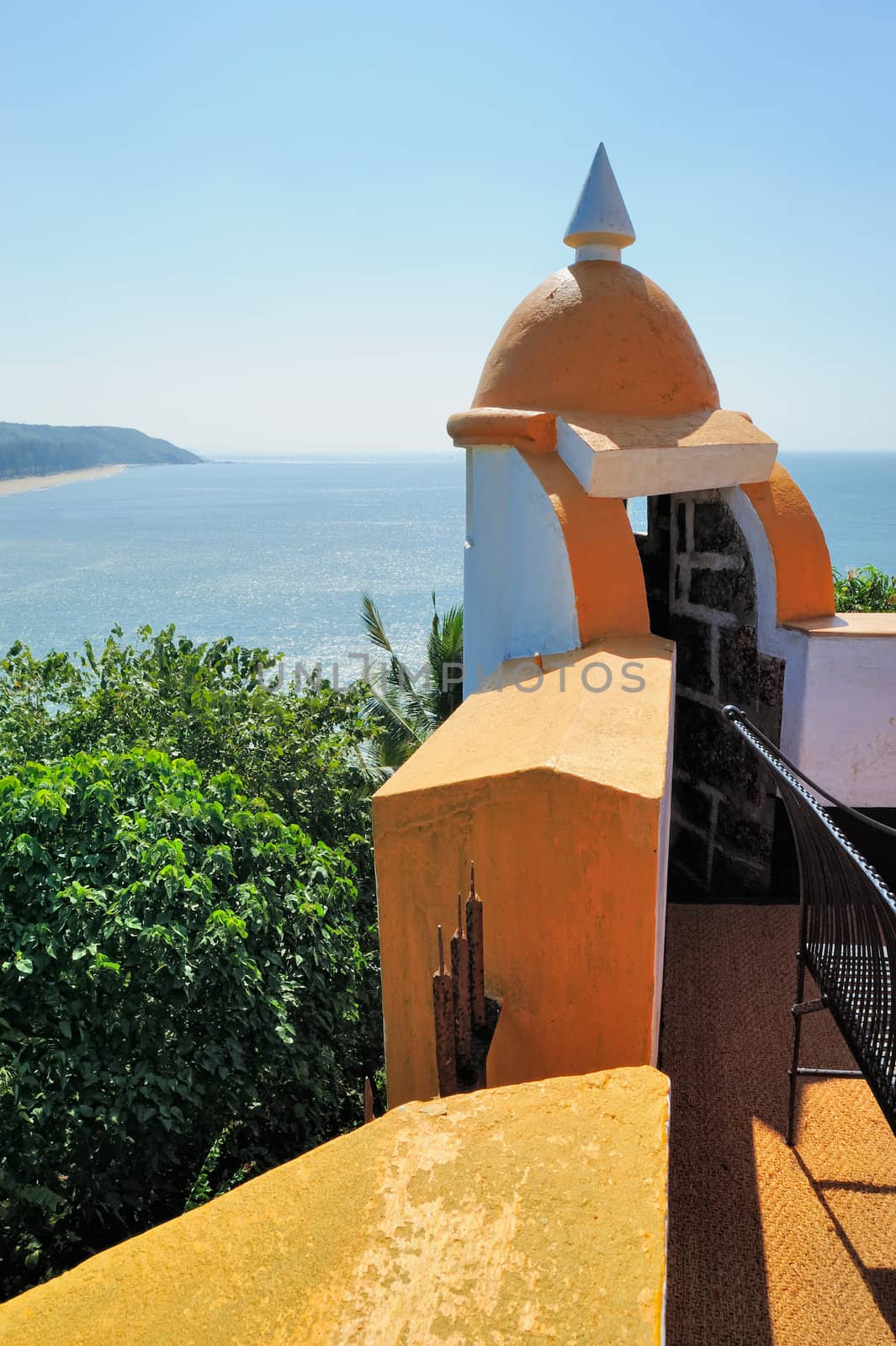 Watchtower on wall of Tiracol fort in Goa