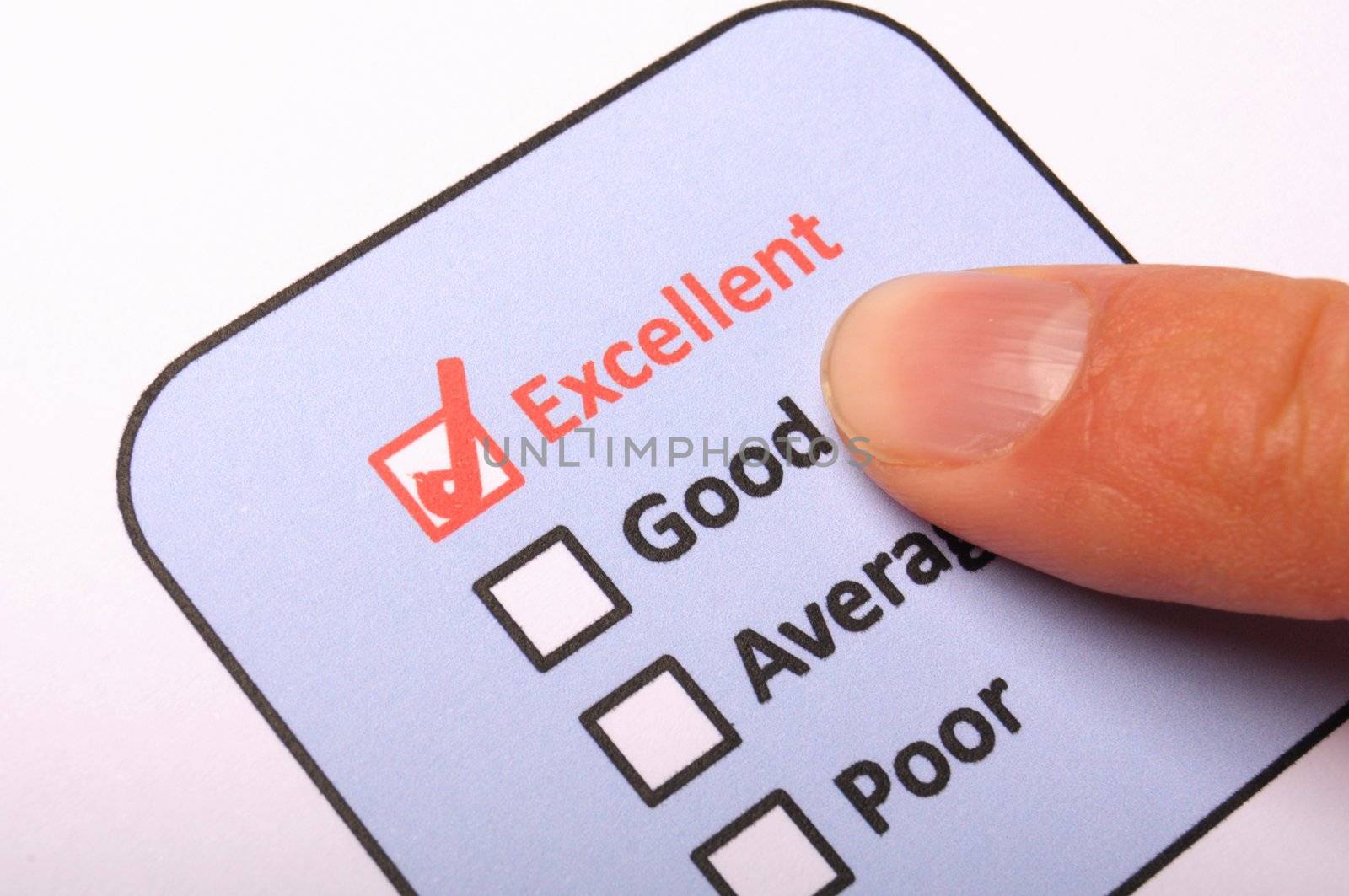 customer service survey with checkbox on form an red pencil