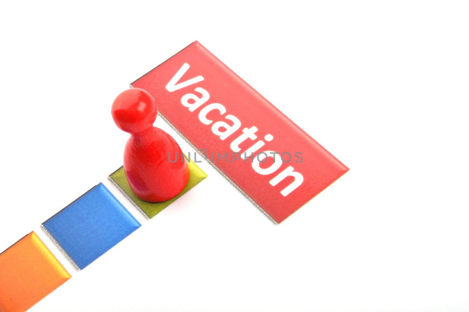 vacation holiday or travel concept with word and pawn