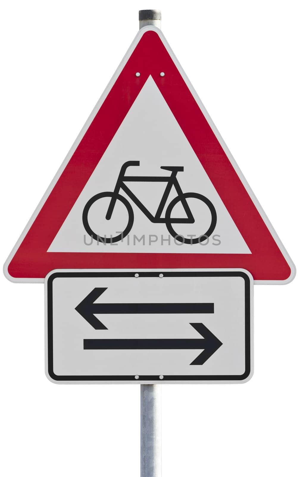 bicycles crossing - traffic sign  (clipping path included) by gewoldi