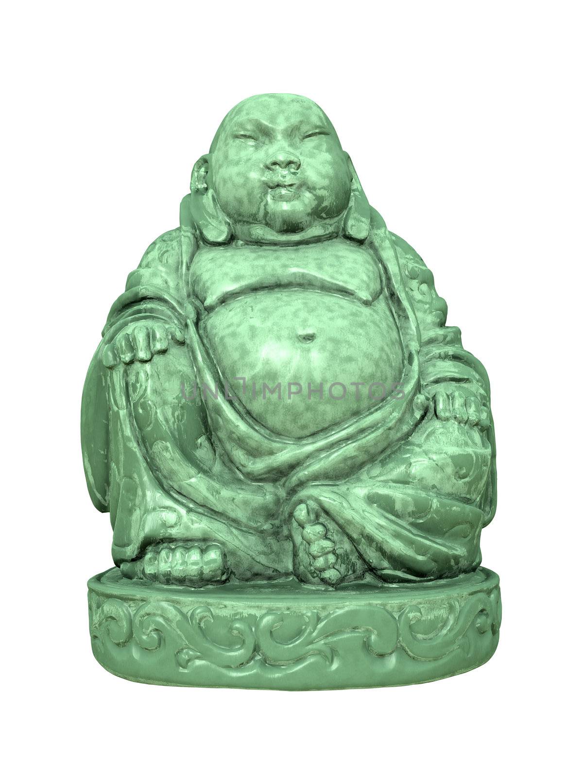 An image of a beautiful green buddha isolated on white