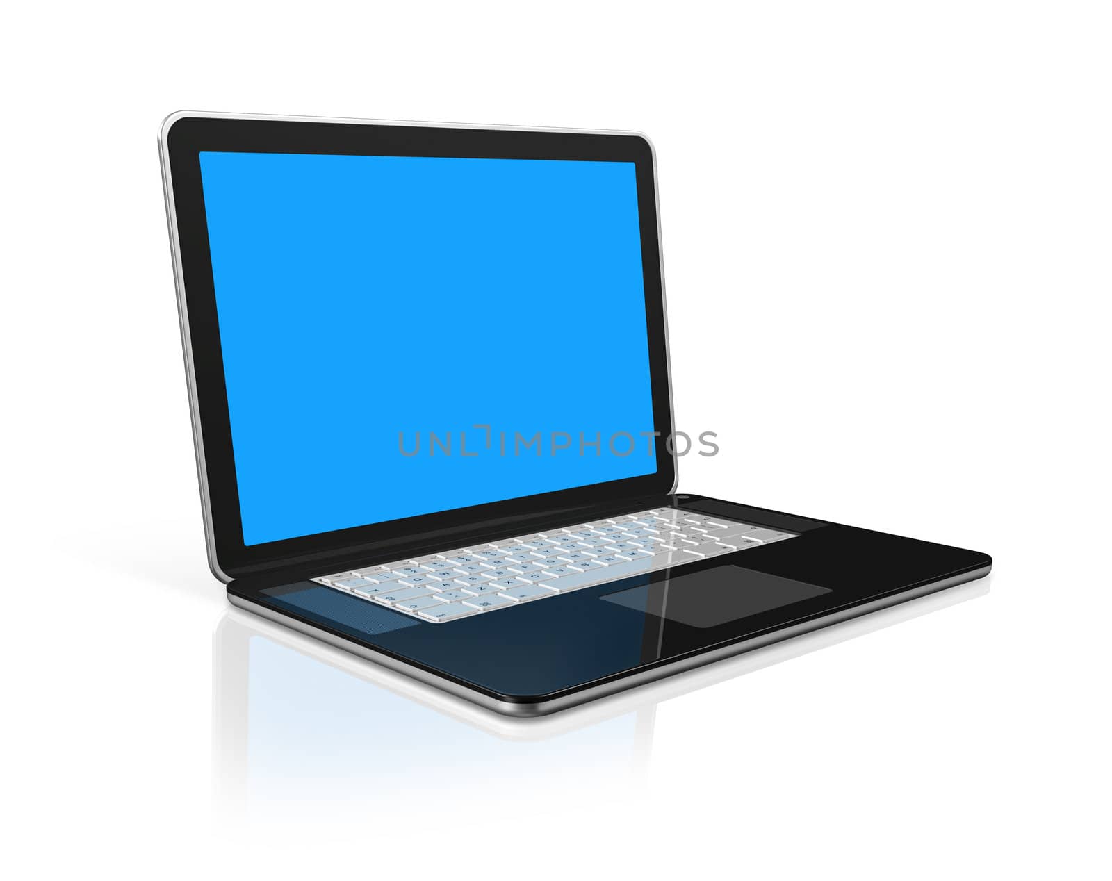 3D black laptop computer isolated on white with 2 clipping path : one for global scene and one for the screen
