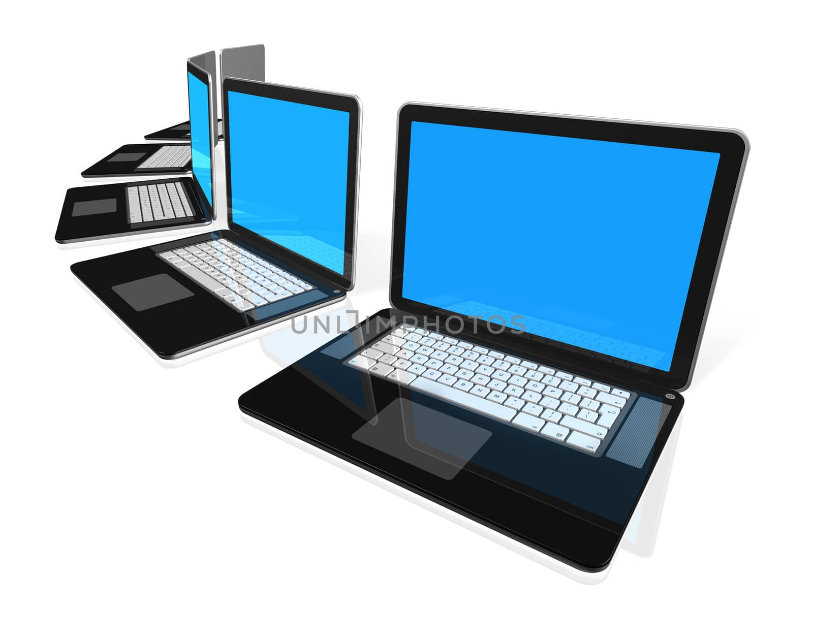 black Laptop computers isolated on white by daboost