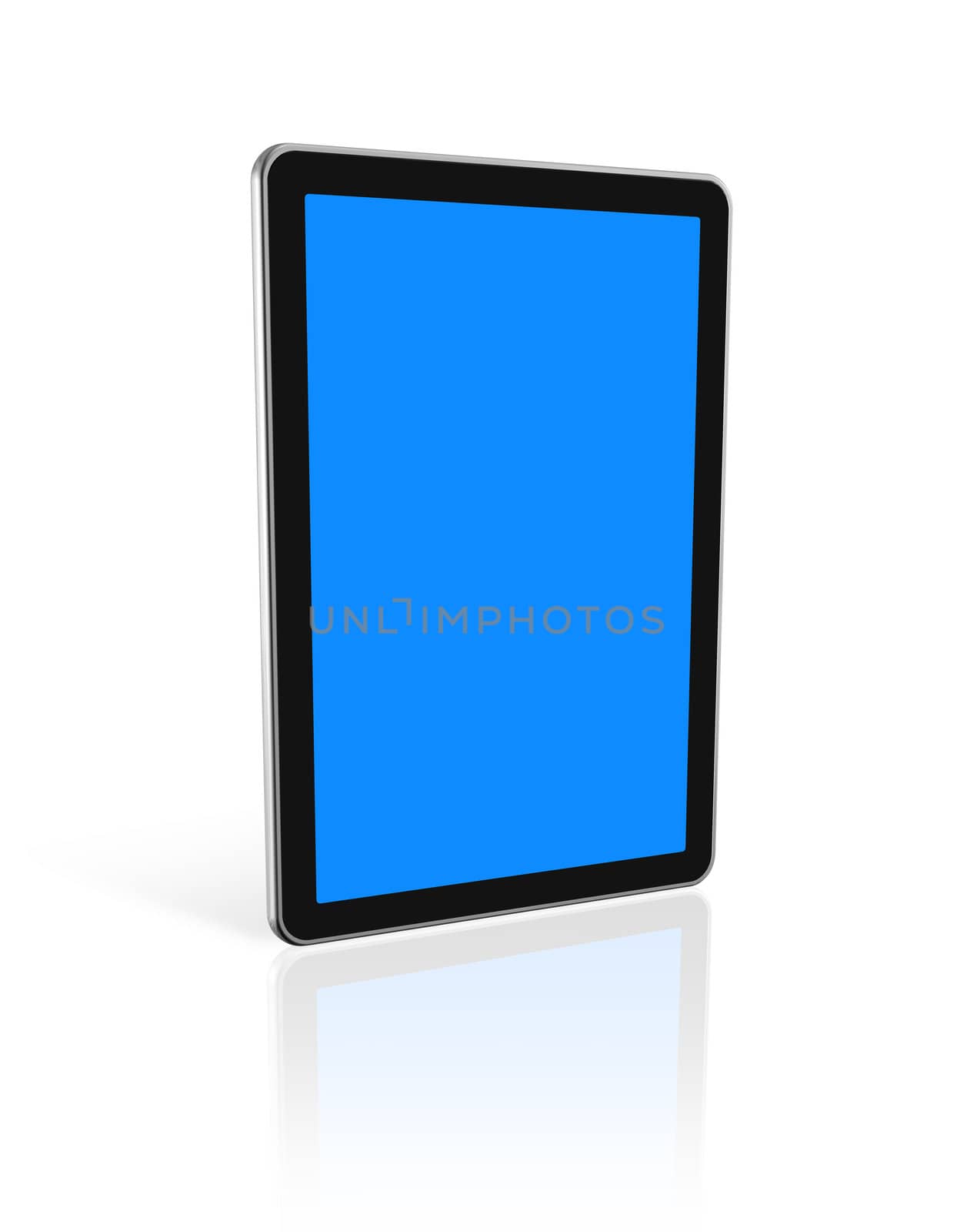 3D digital tablet pc, computer screen isolated on white. With 2 clipping paths : global scene clipping path and screens clipping path to place your designs or pictures