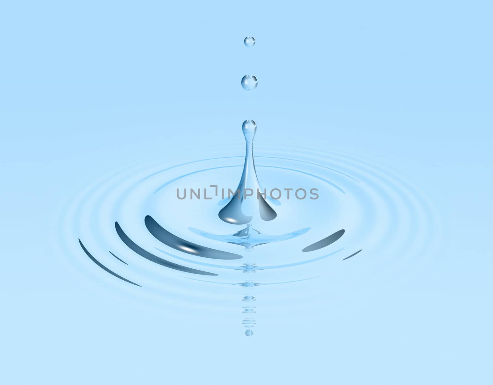 waterdrop splashing and making ripple. 3D illustration