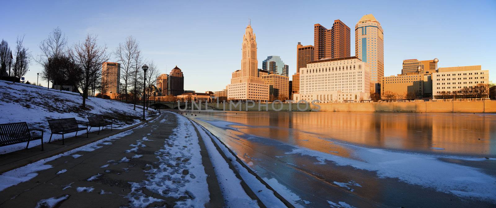 Winter in Columbus, Ohio - panoramic view of the city