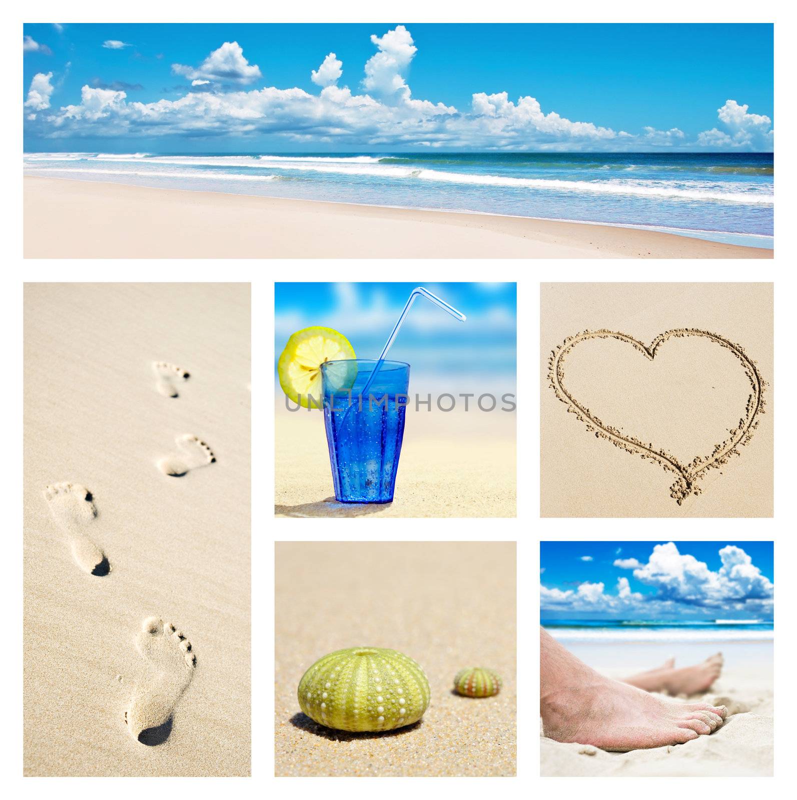 Collage of beach holiday scenes