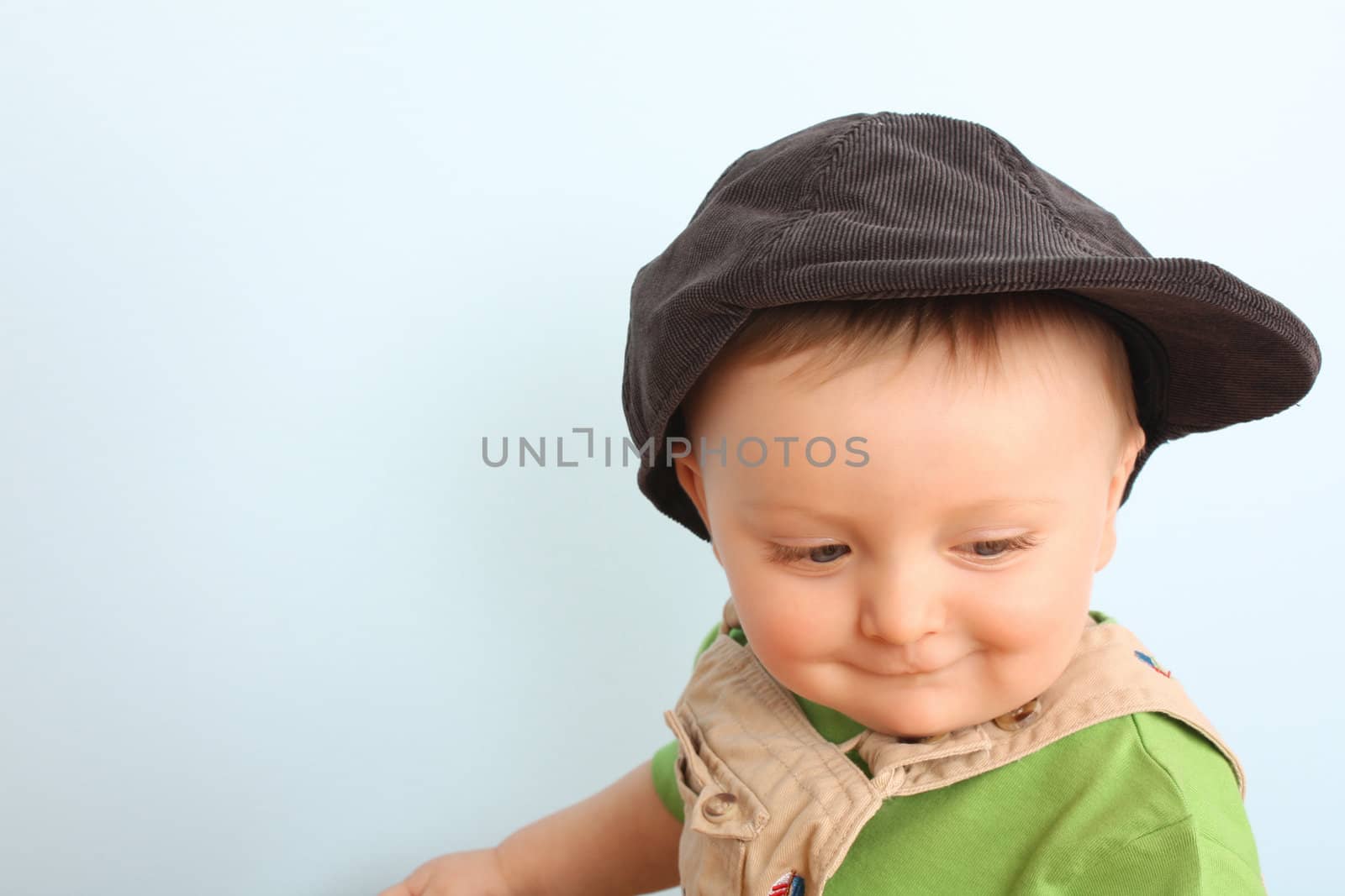 Cute baby boy with big blue eyes