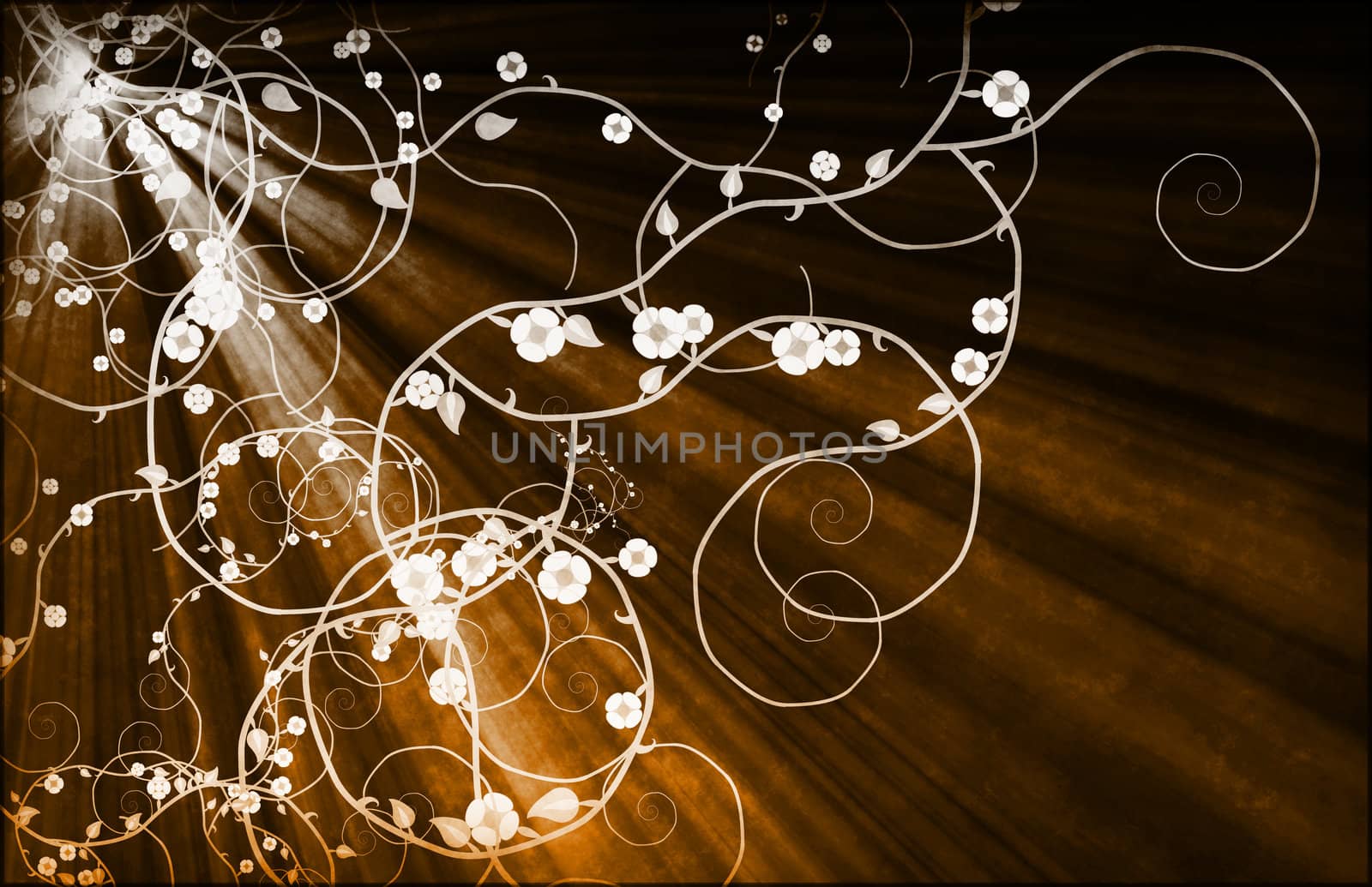 A Grunge Parchment Floral as Abstract Background