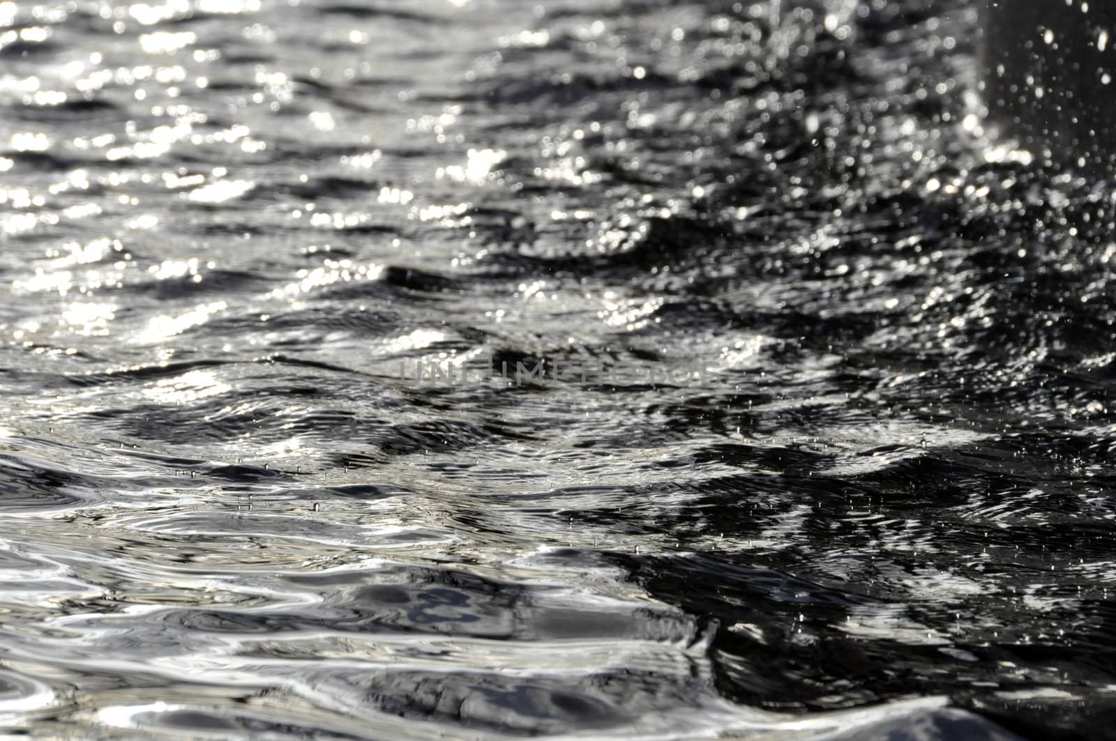 Small water droplets floating on the water surface by dutourdumonde