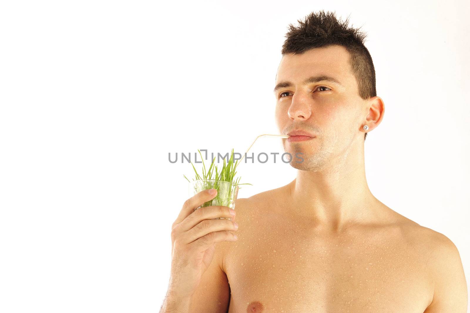 man and healthy food concept    by HASLOO