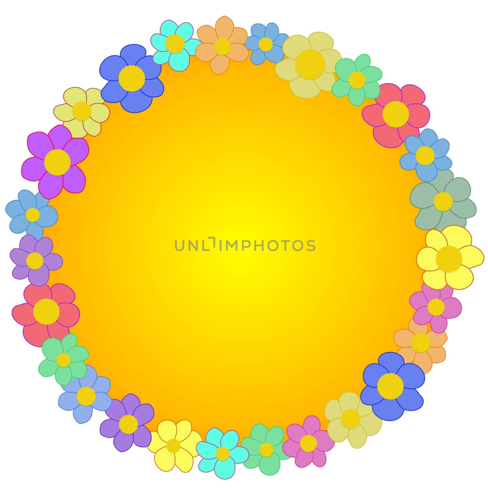 Illustrated flower frame on a white background