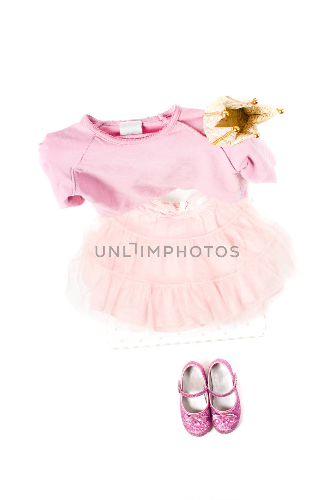 Shot of pink princess clothing isolated on white