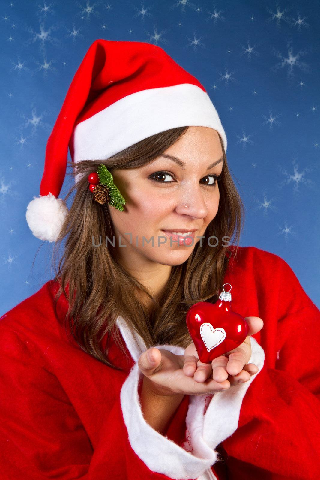 Beautiful Young Happy Christmas Woman