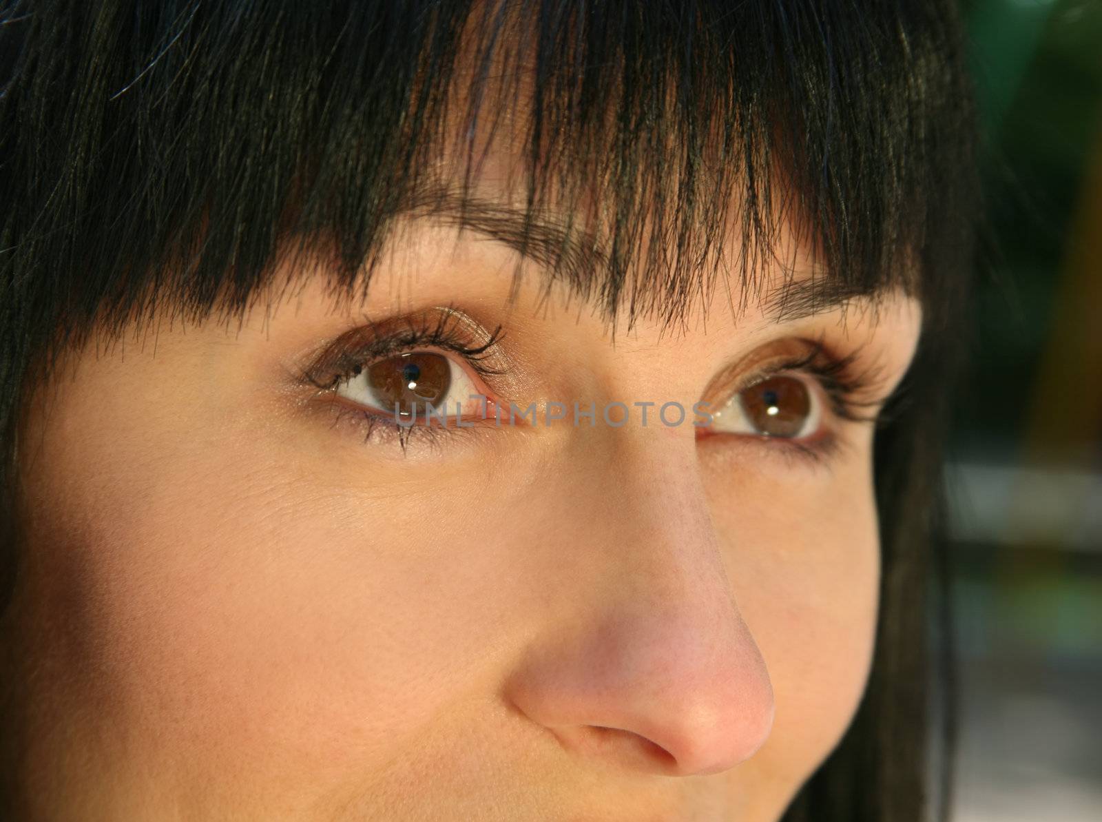 Human female brown eyes close-up