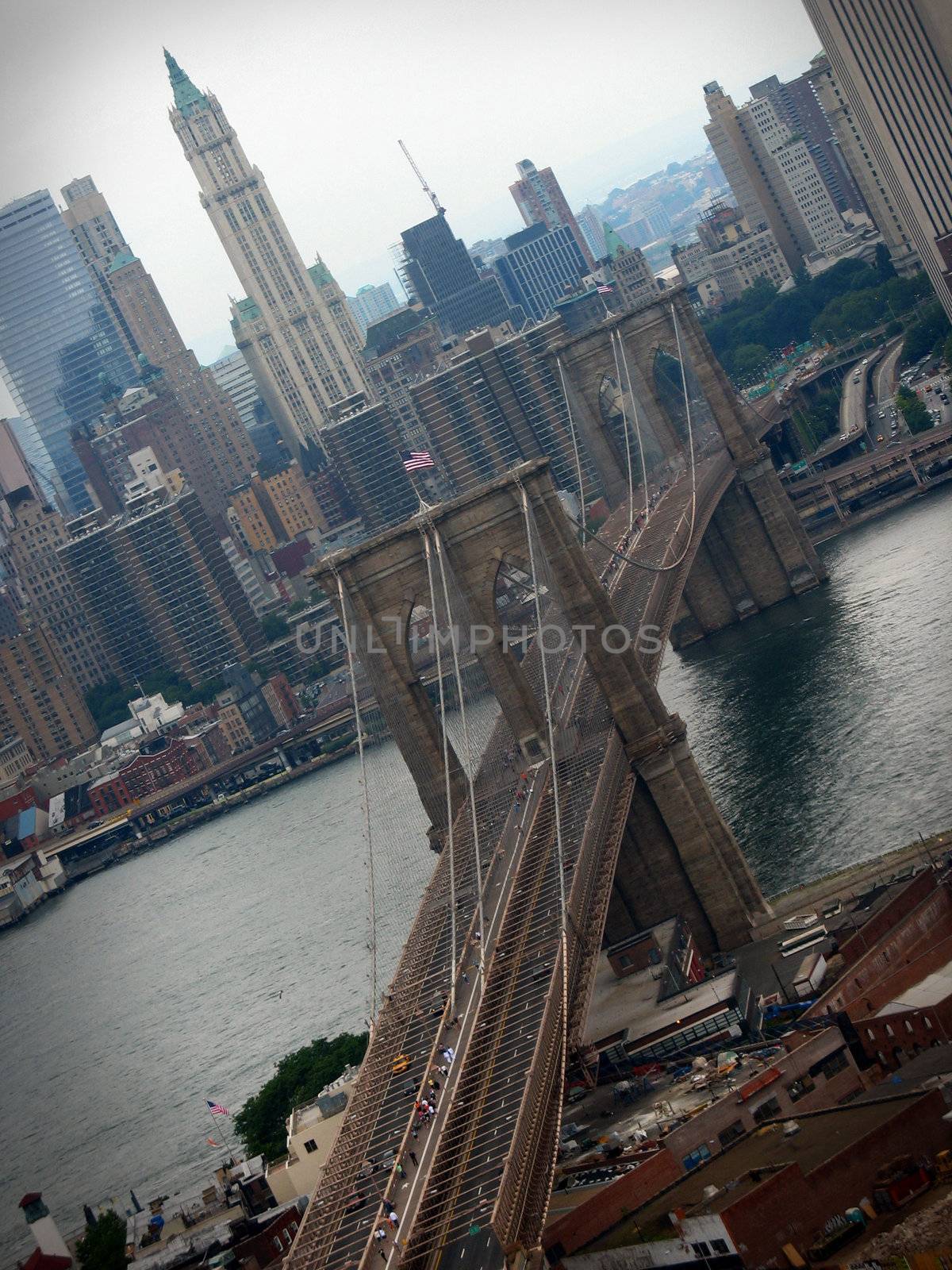 A shot of the Brooklyn Bridge in NYC.