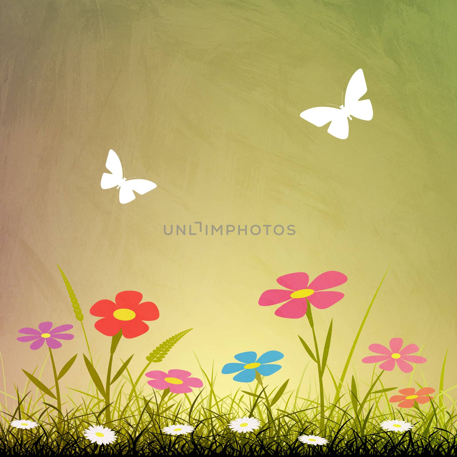 A Simple Grunge Background with Flowers
